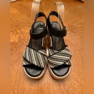 Karl Lagerfeld Black and Cream Espadrille Sandals